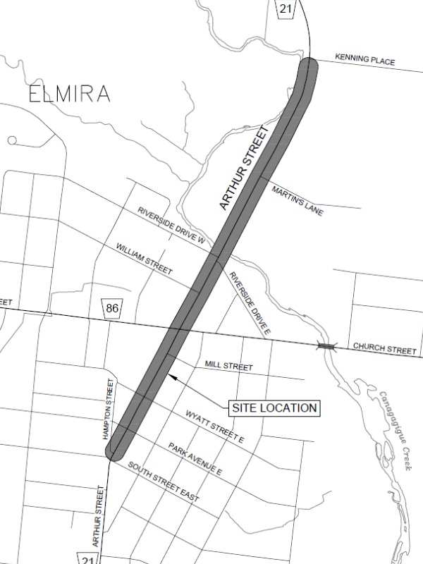 Map of Arthur Street improvements project
